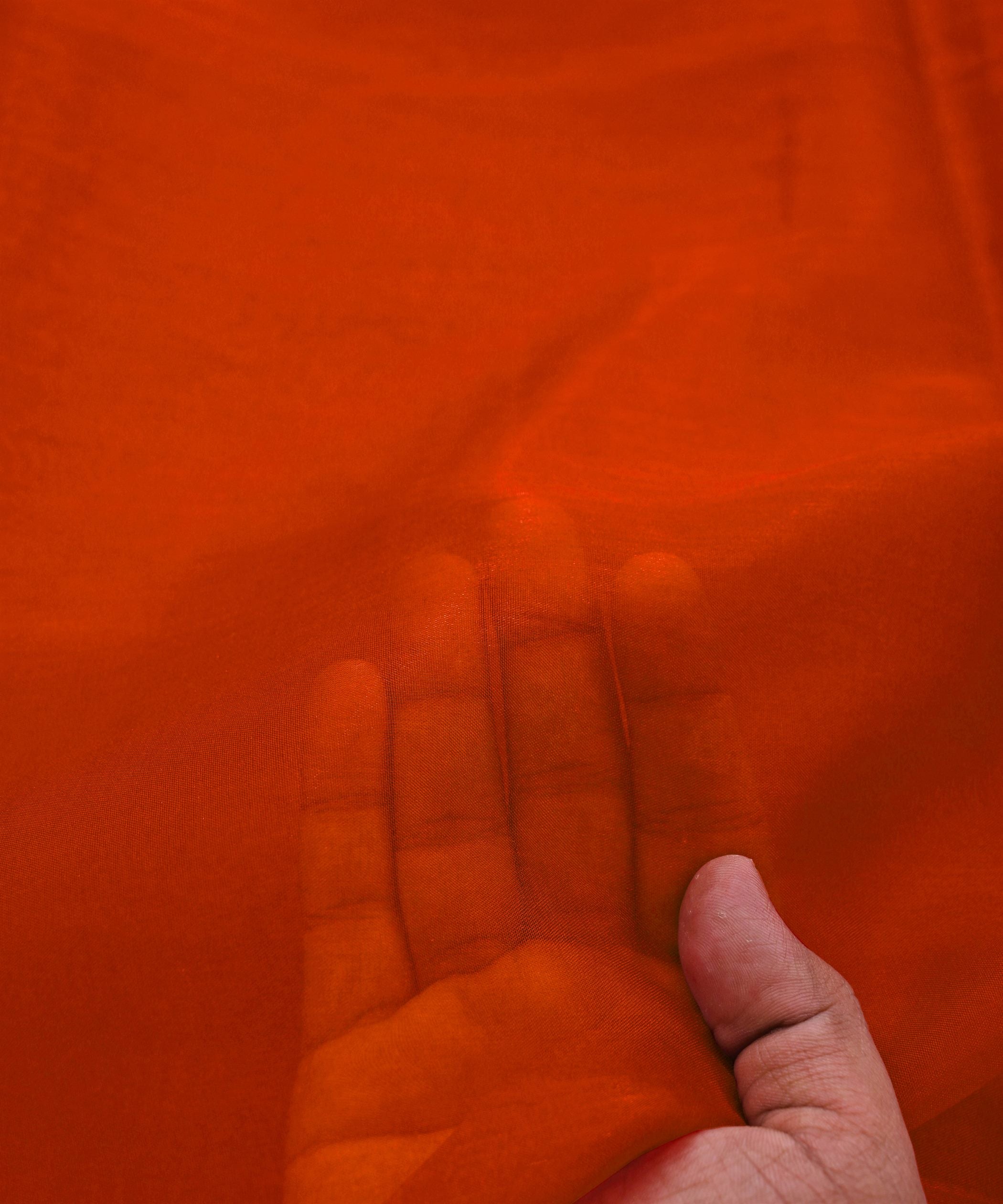 Orange Plain Dyed Organza Fabric