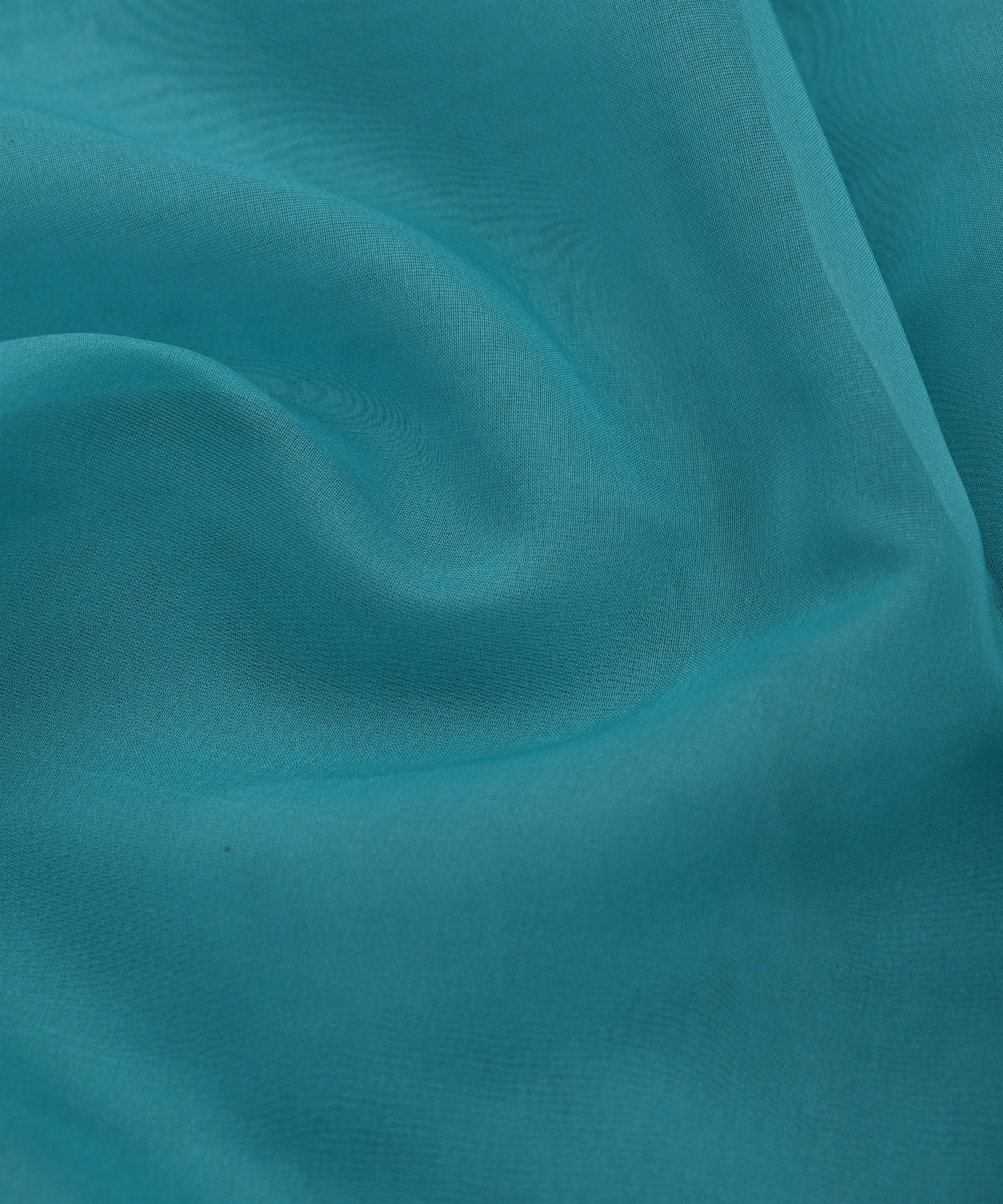 Pacific Blue Plain Dyed Organza Fabric