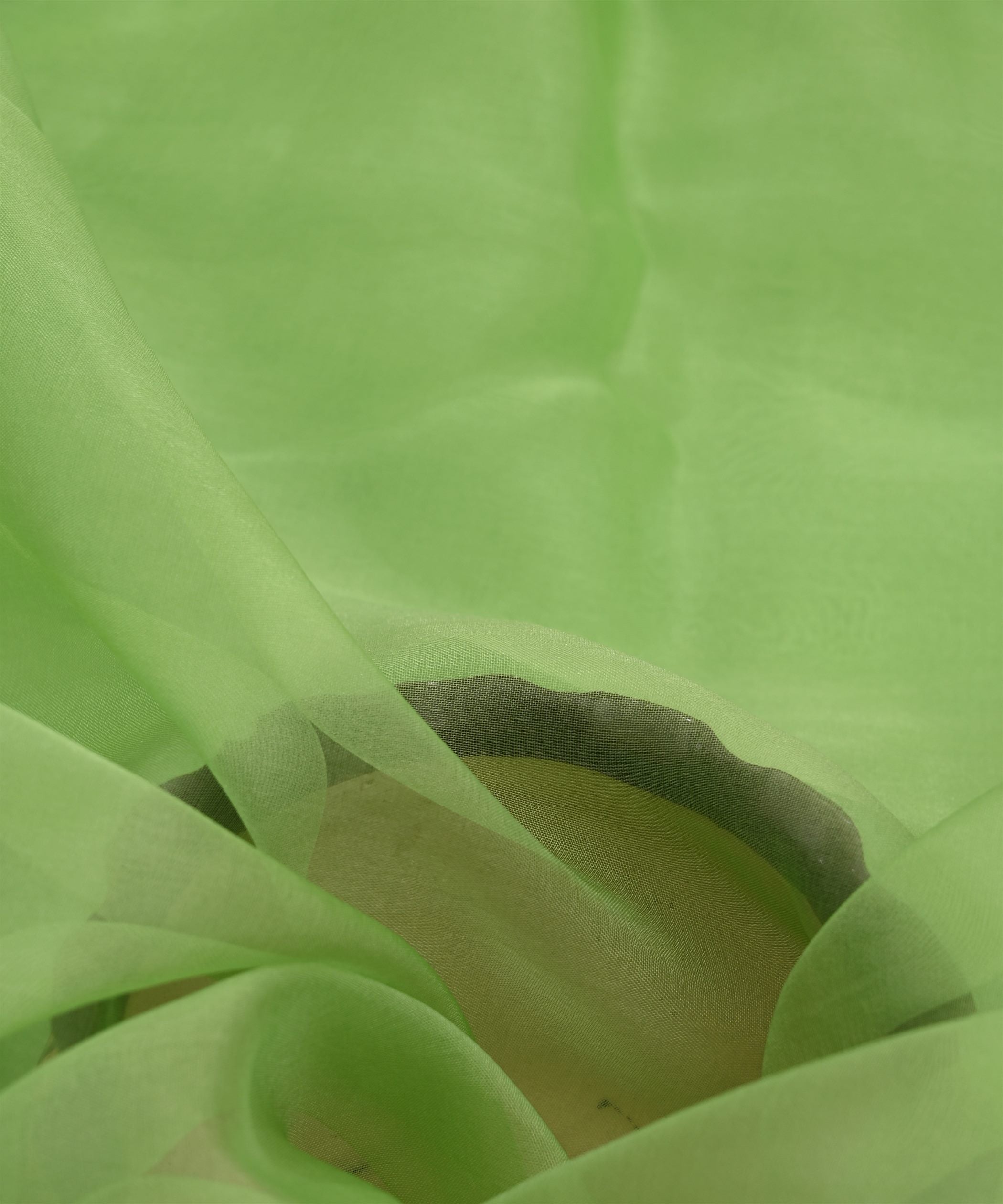 Pastel Olive Green Plain Dyed Organza Fabric