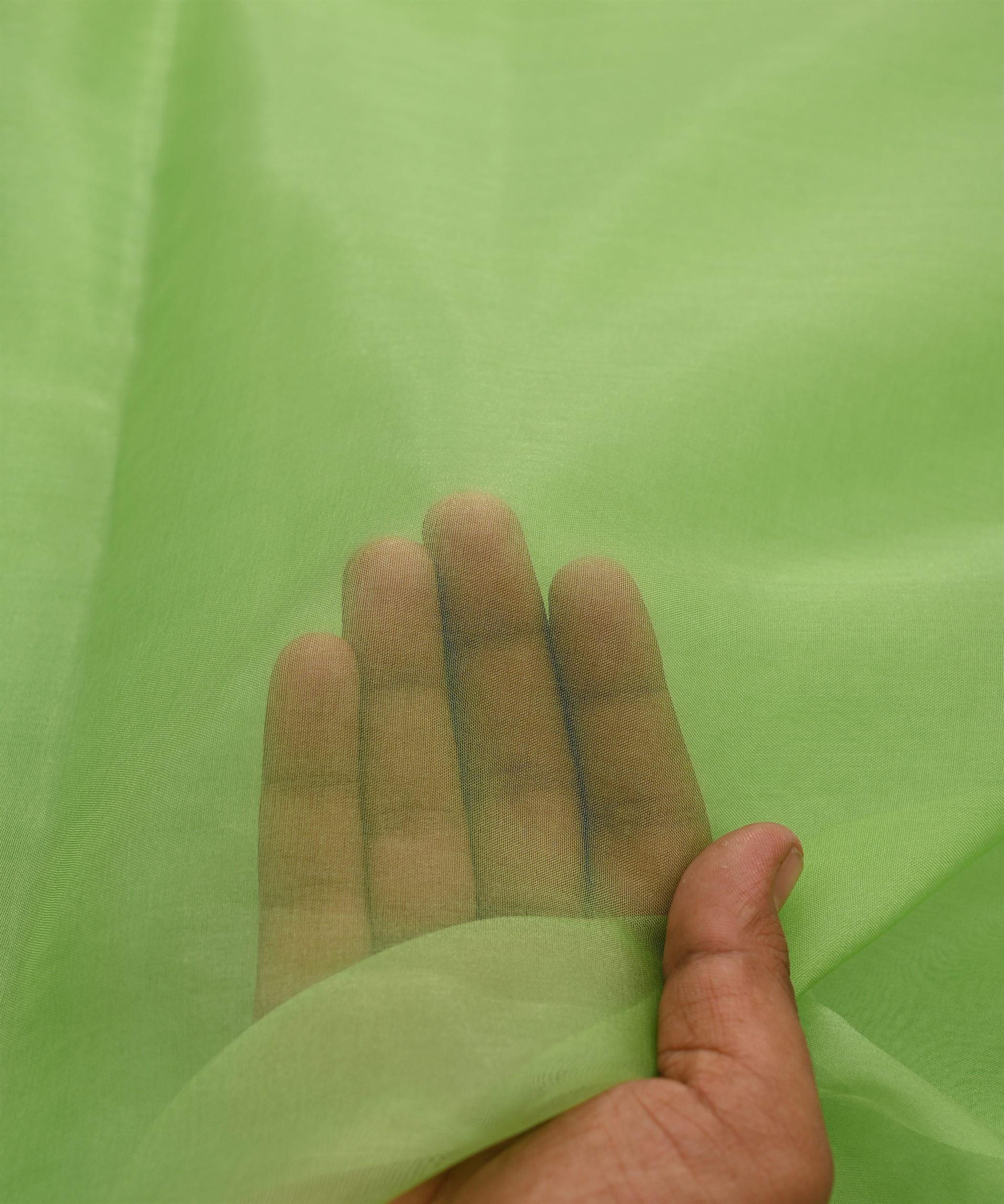 Pastel Olive Green Plain Dyed Organza Fabric