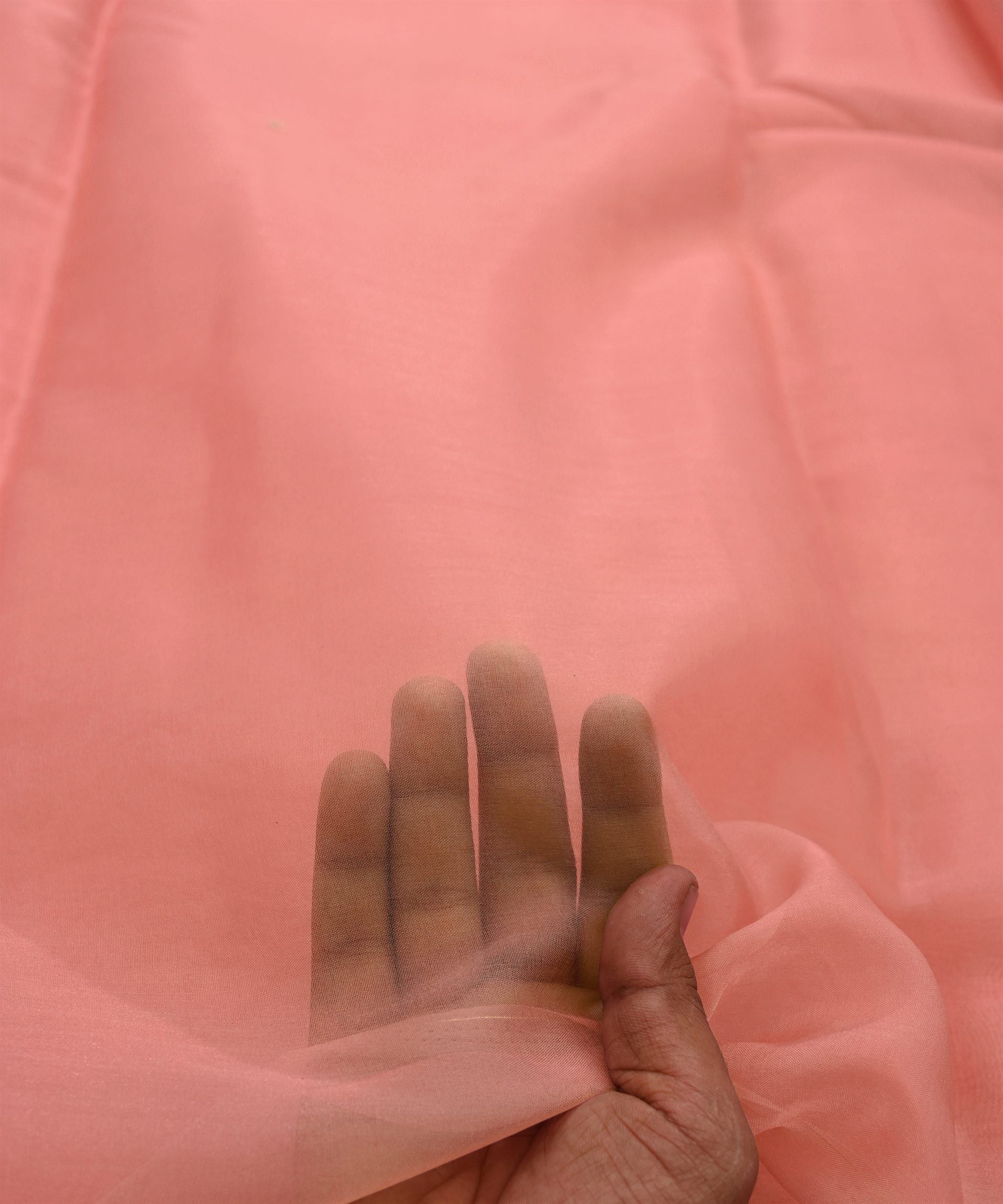 Peach Pink Plain Dyed Organza Fabric