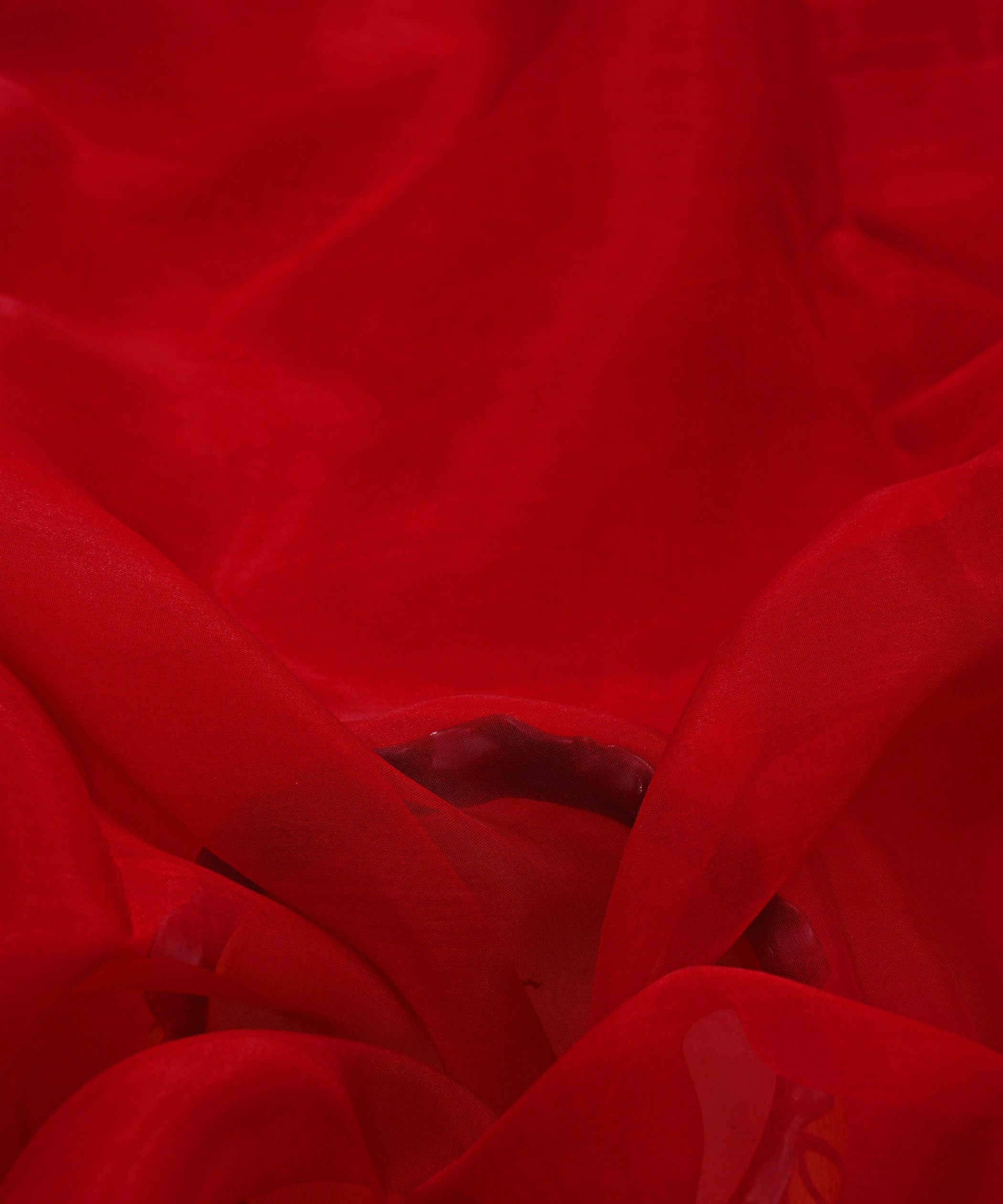 Red Plain Dyed Organza Fabric
