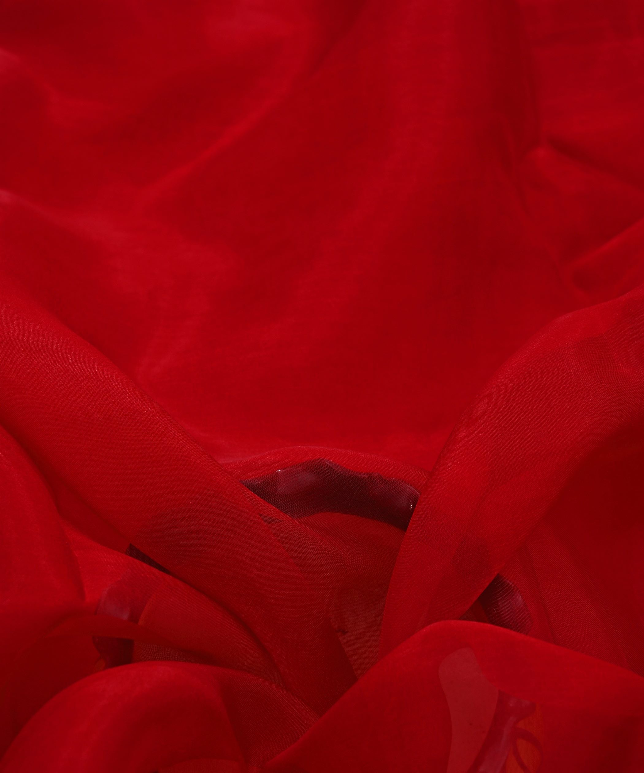 Red Plain Dyed Organza Fabric