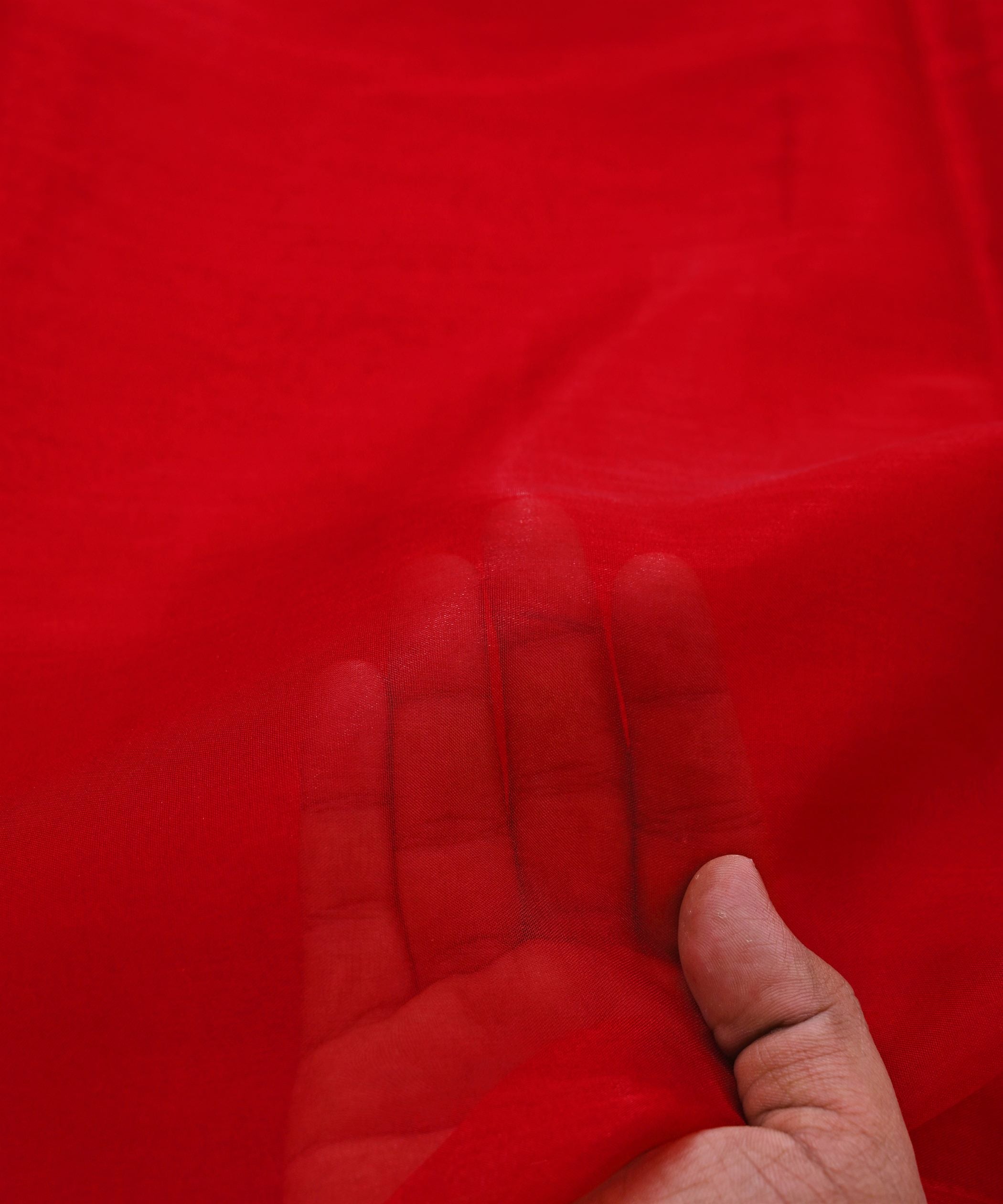 Red Plain Dyed Organza Fabric