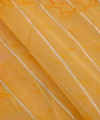 Lime Yellow Organza Fabric with Silver Lining