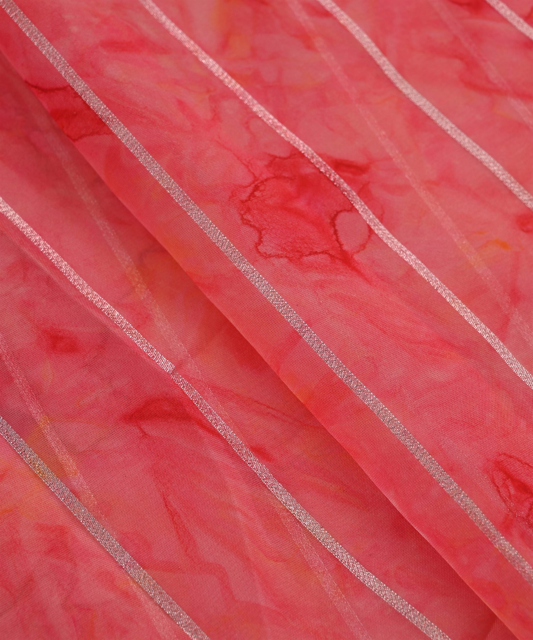 Pink Organza Fabric with Silver Lining