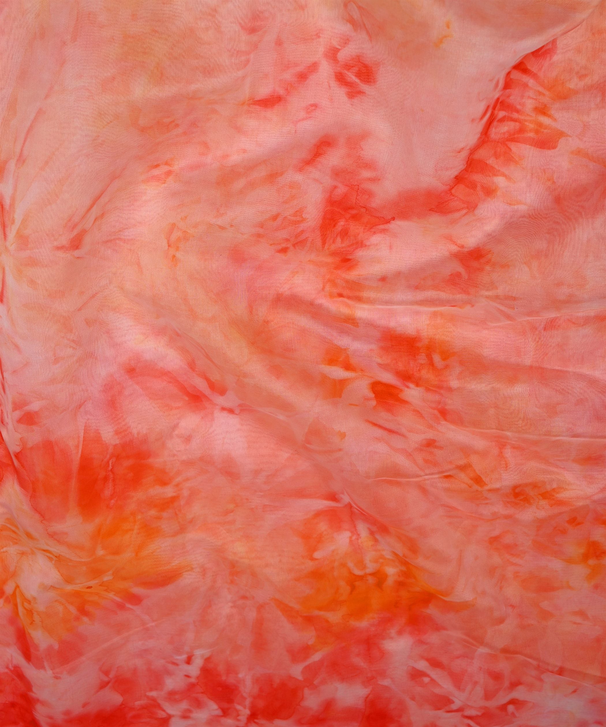 Orange & Red Tie and Dye Organza Fabric