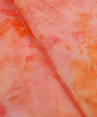 Orange & Red Tie and Dye Organza Fabric