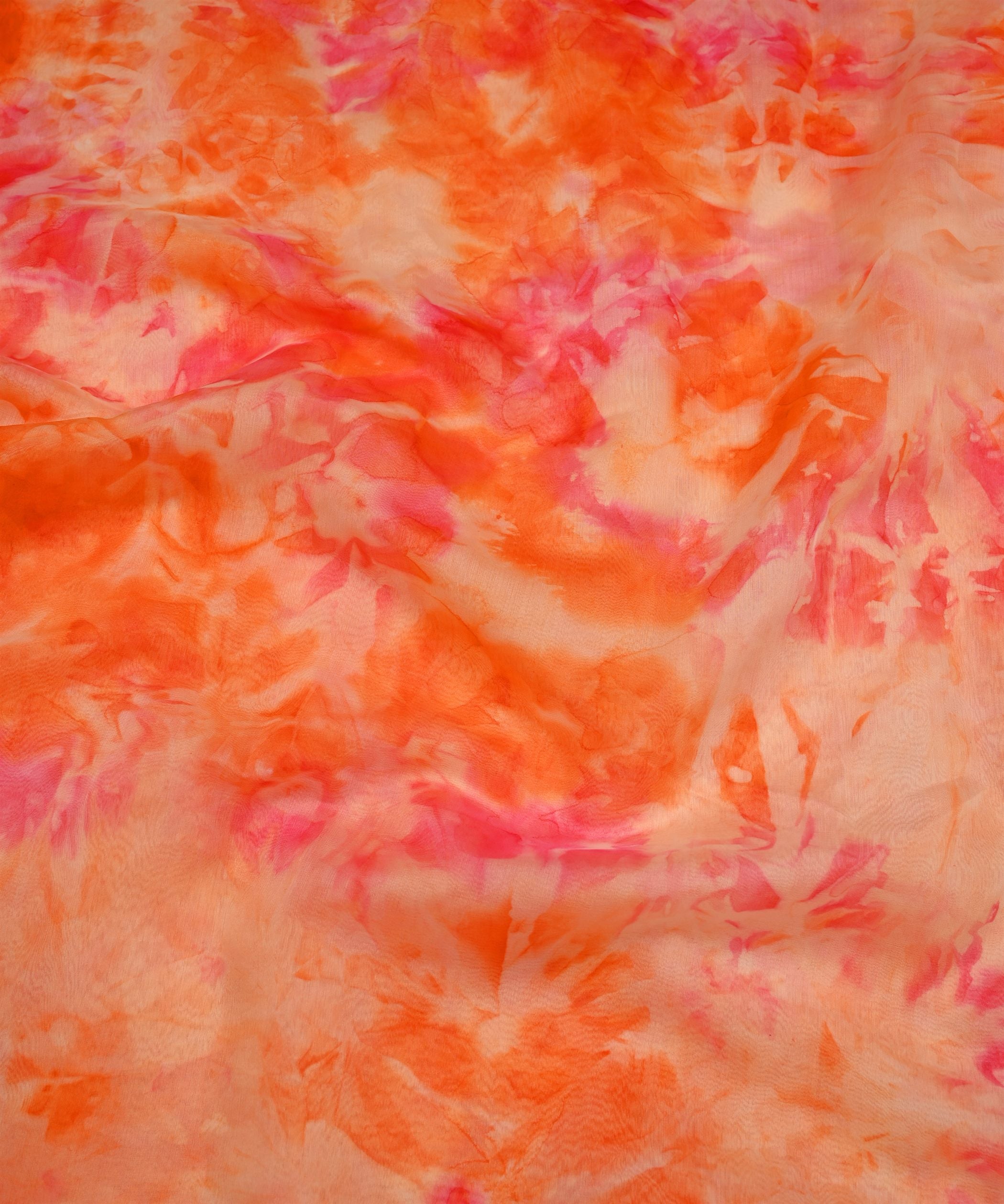 Pink & Orange Tie and Dye Organza Fabric