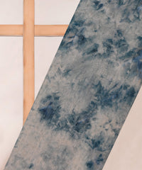 Denim Blue Tie and Dye Organza Fabric with Fur Lining