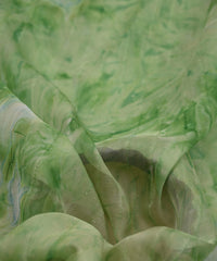 Green Tie and Dye Organza Fabric with Fur Lining