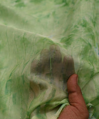 Green Tie and Dye Organza Fabric with Fur Lining