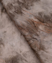 Grey Tie and Dye Organza Fabric with Fur Lining