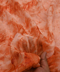 Orange Tie and Dye Organza Fabric with Fur Lining
