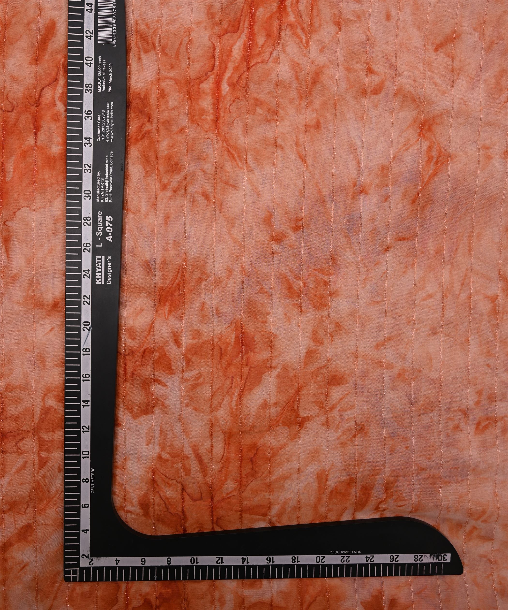 Orange Tie and Dye Organza Fabric with Fur Lining
