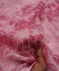 Powder Pink Tie and Dye Organza Fabric with Fur Lining