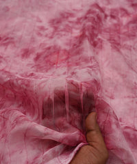 Powder Pink Tie and Dye Organza Fabric with Fur Lining