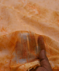 Yellow Tie and Dye Organza Fabric with Fur Lining
