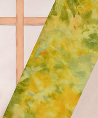 Yellow & Pista Green Tie and Dye Organza Fabric