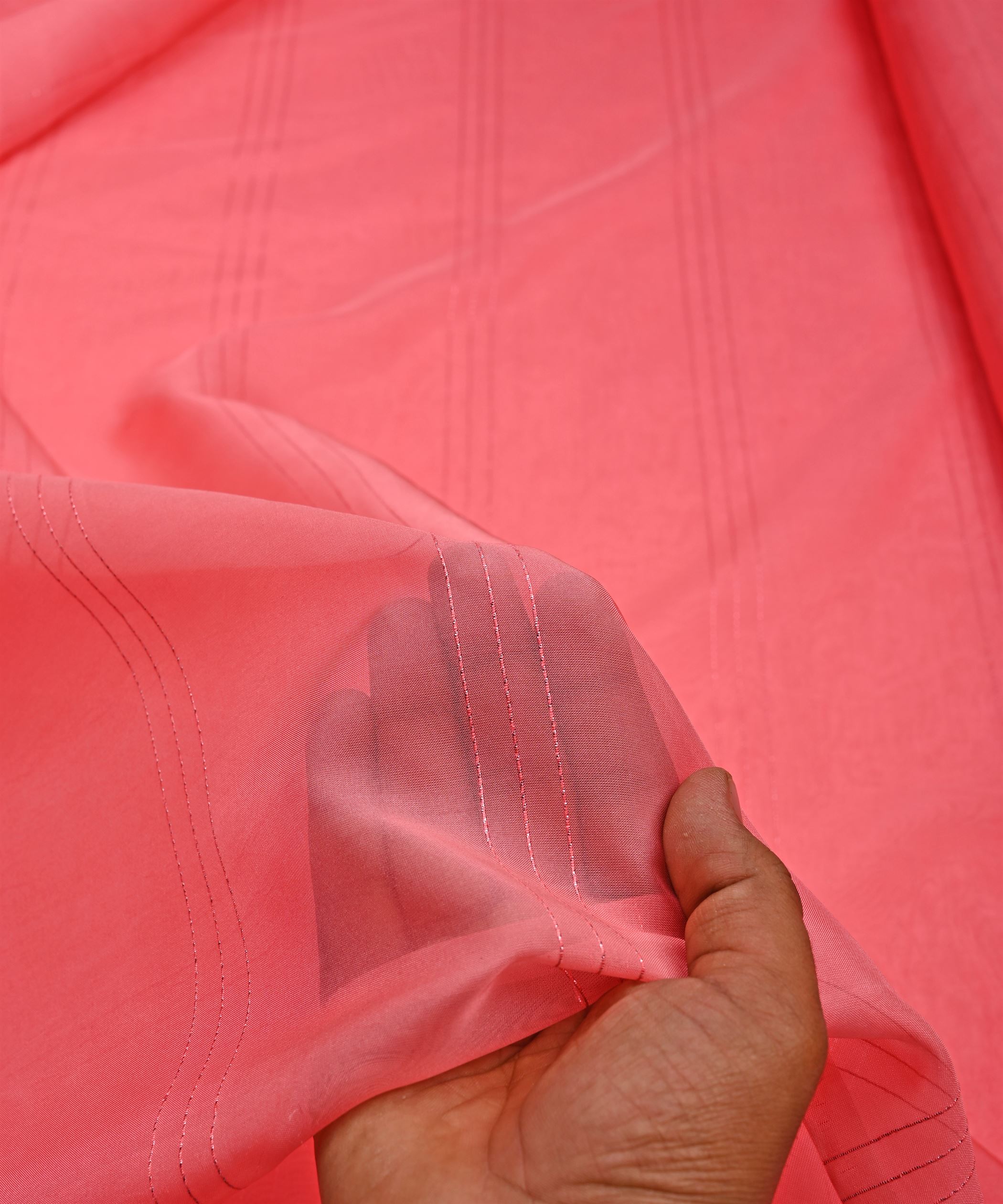 Baby Pink Organza fabric with Lining