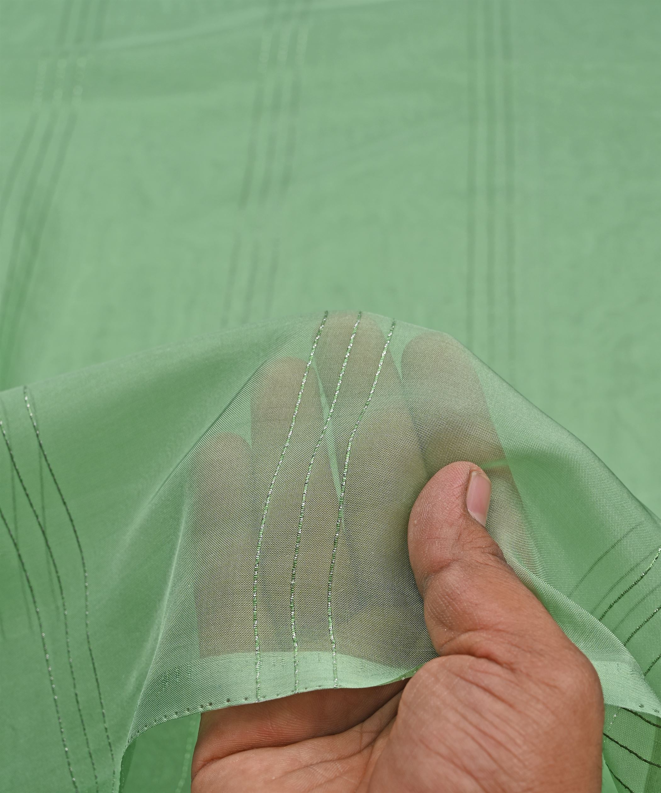 Sea Green Organza fabric with Lining