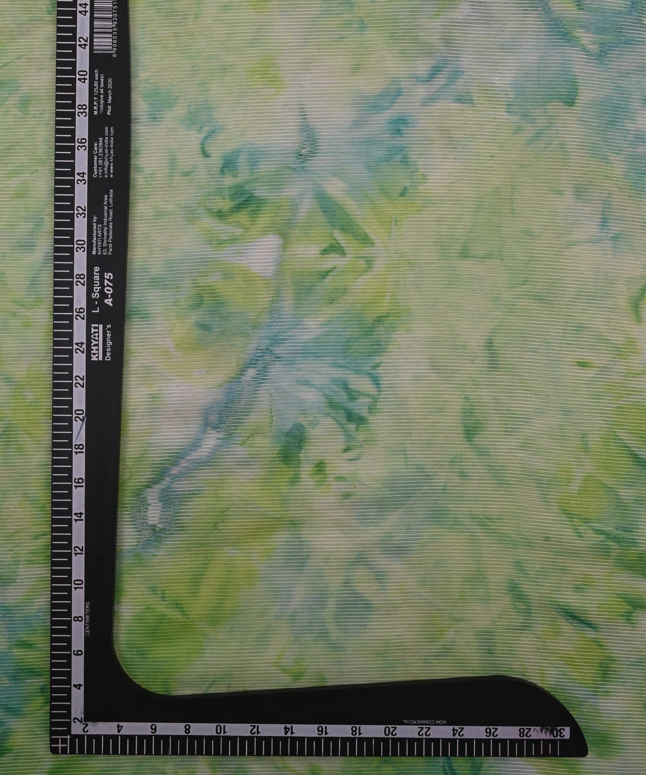 Green Organza Fabric with Shibori Print