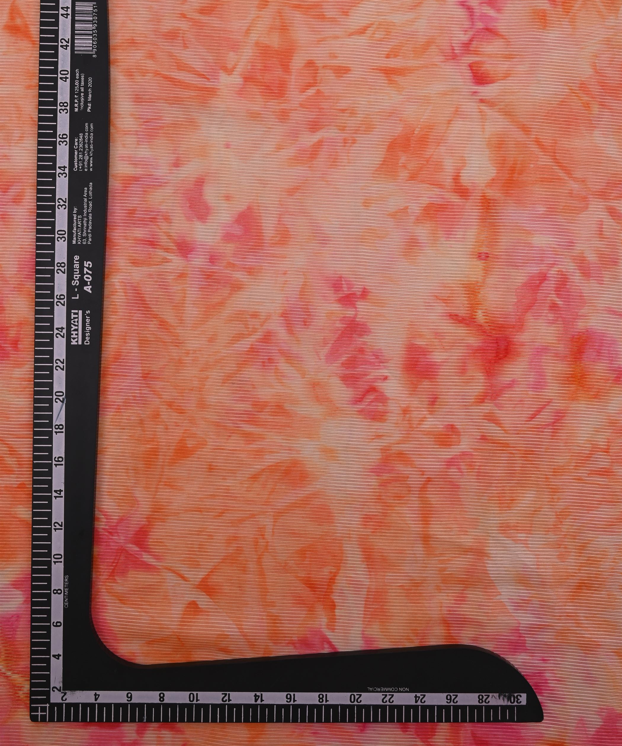 Orange Organza Fabric with Shibori Print