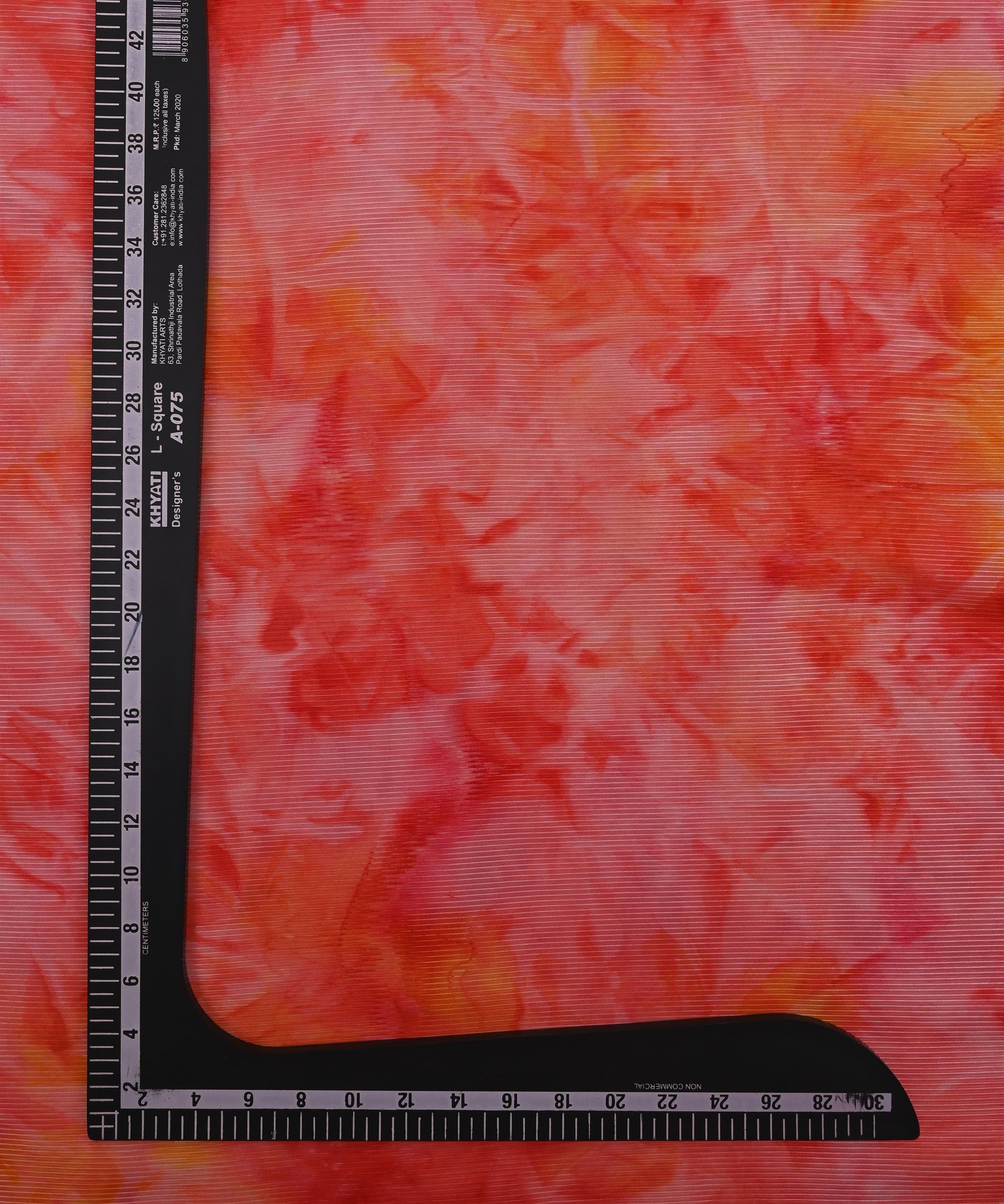 Red Organza Fabric with Shibori Print