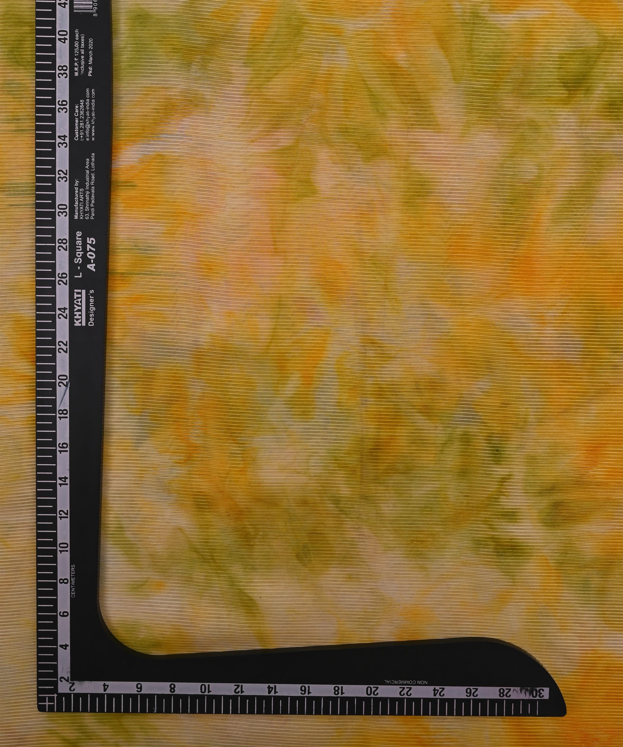 Yellow Organza Fabric with Shibori Print