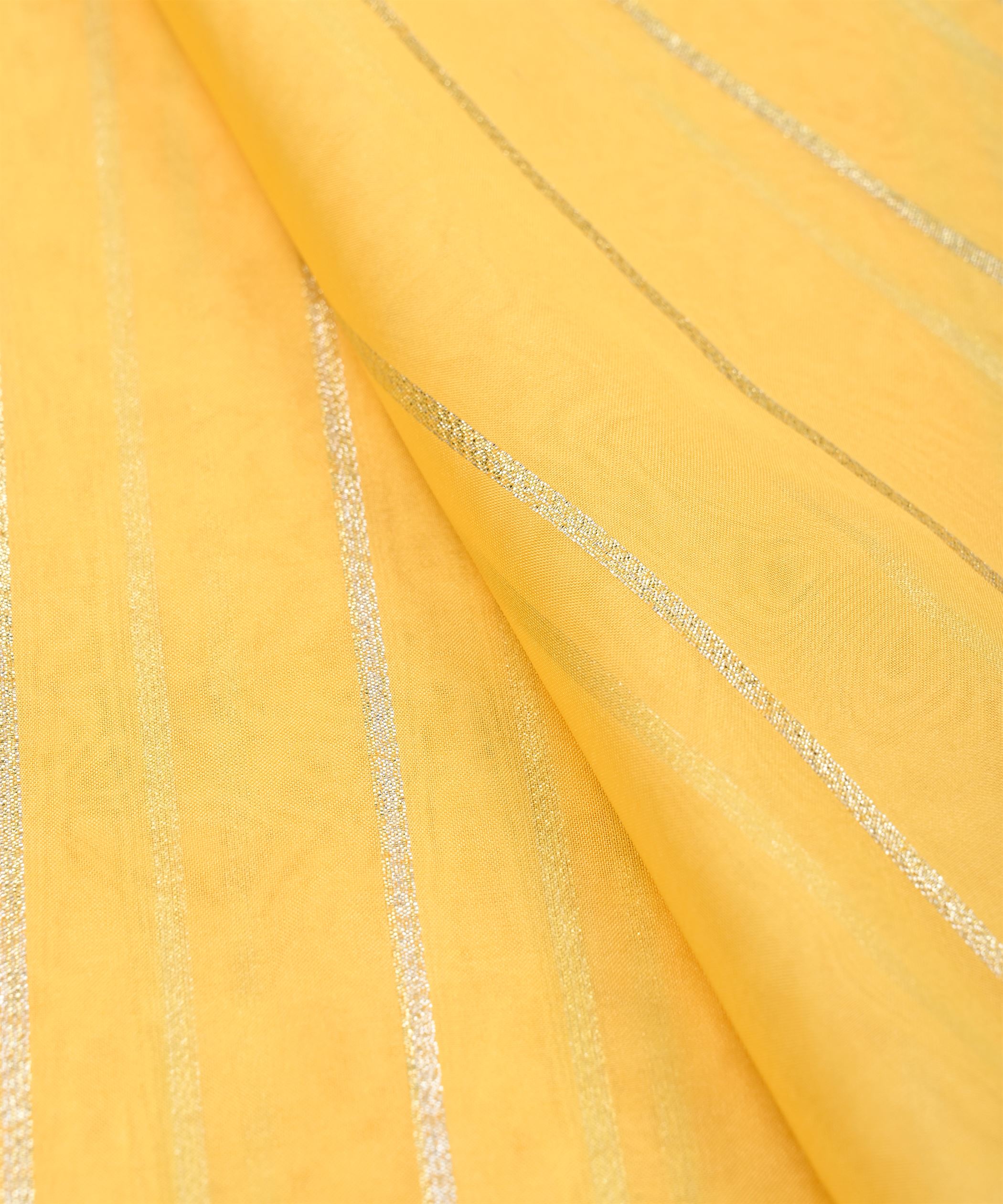 Lime Yellow Organza fabric with silver Lining