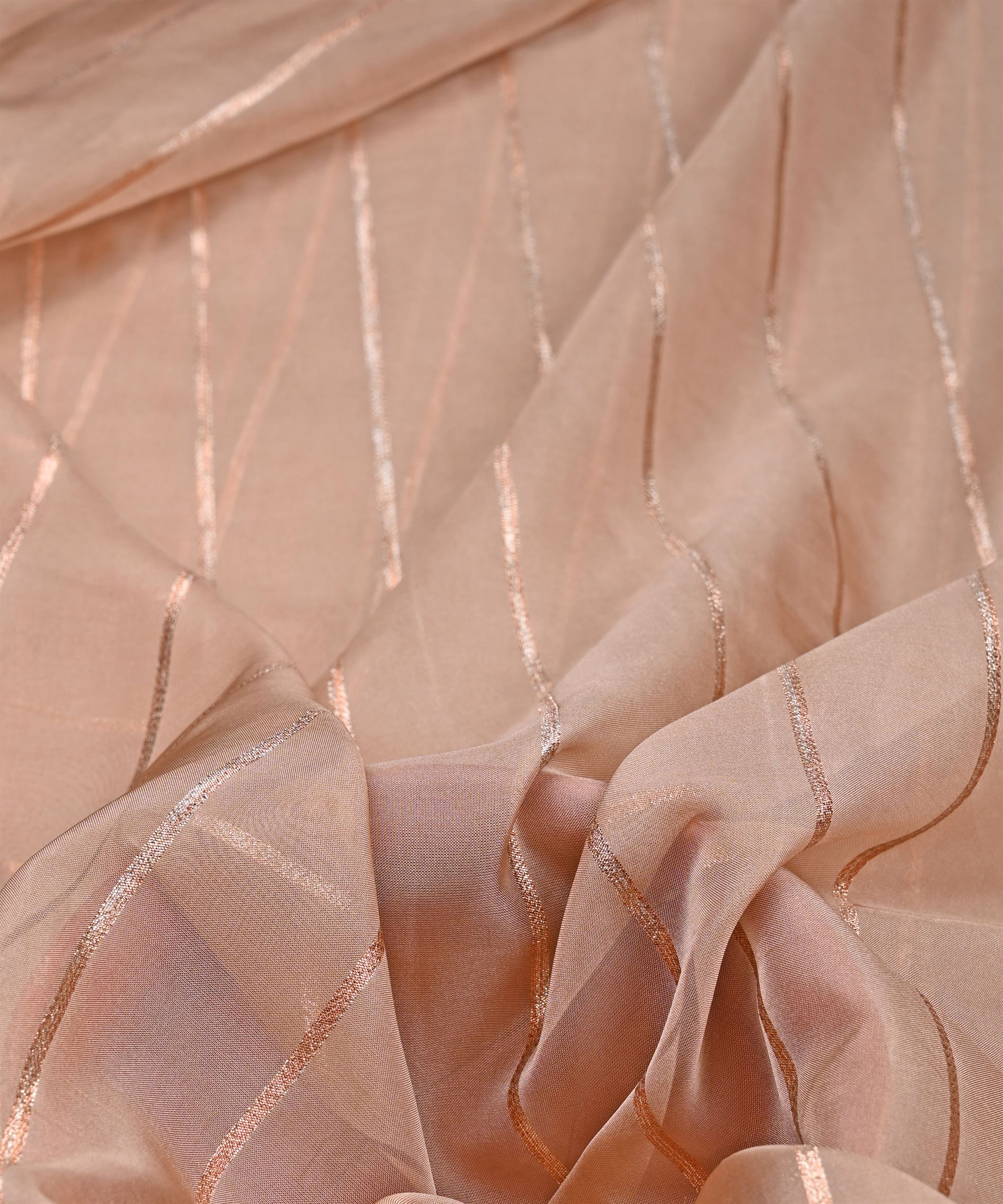 Powder Pink Organza fabric with silver Lining