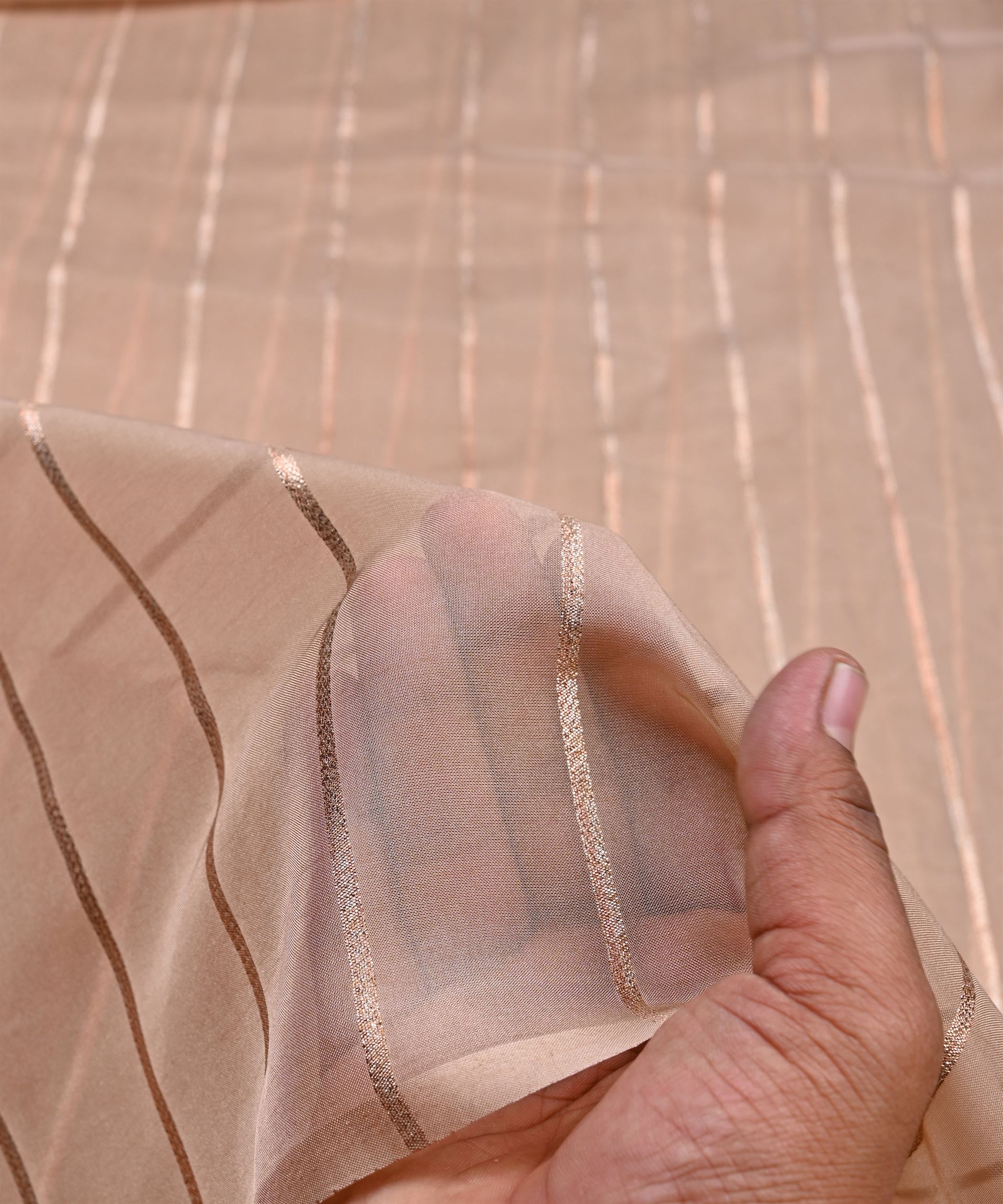 Powder Pink Organza fabric with silver Lining