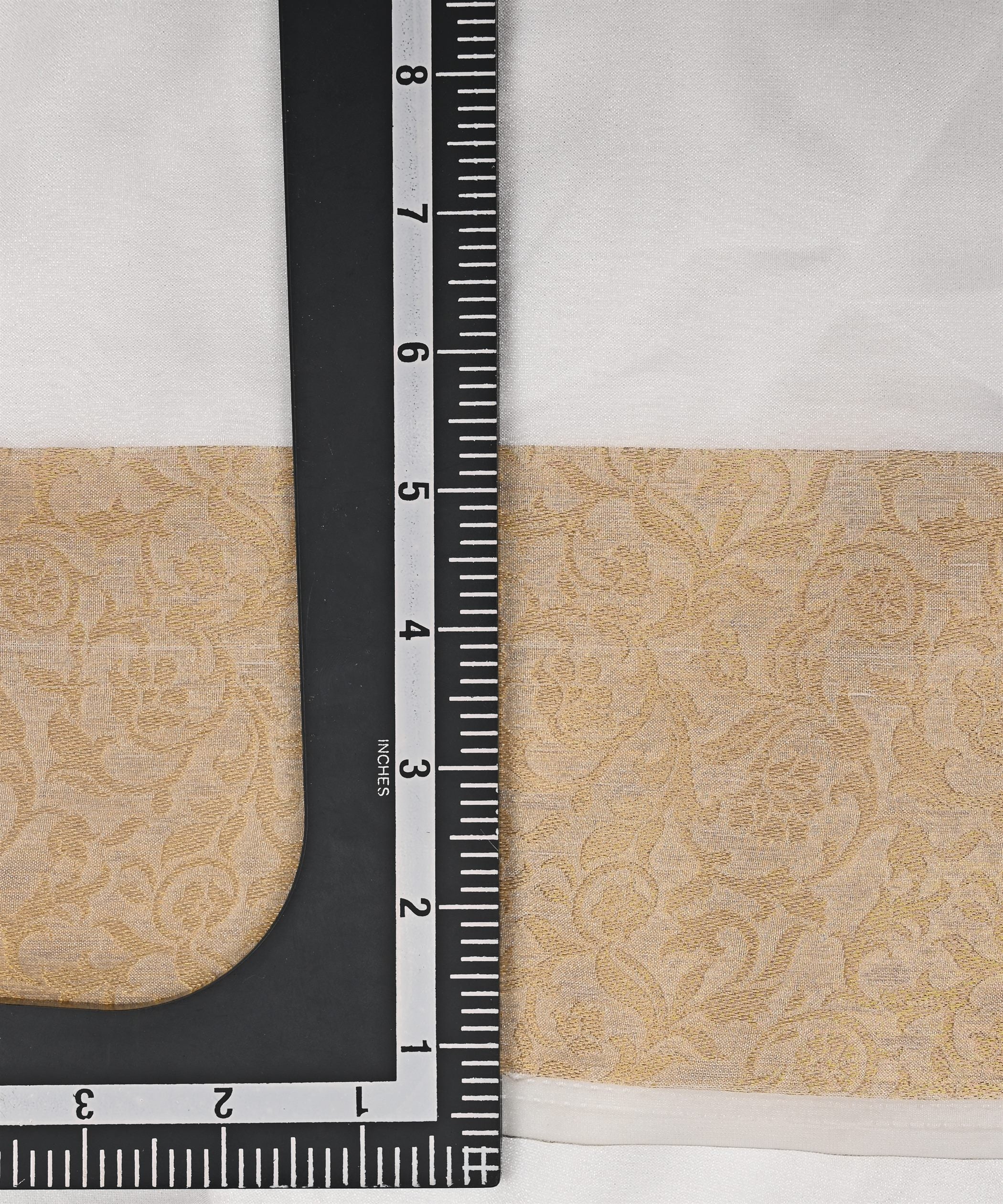Organza Fabric with Floral Golden Border