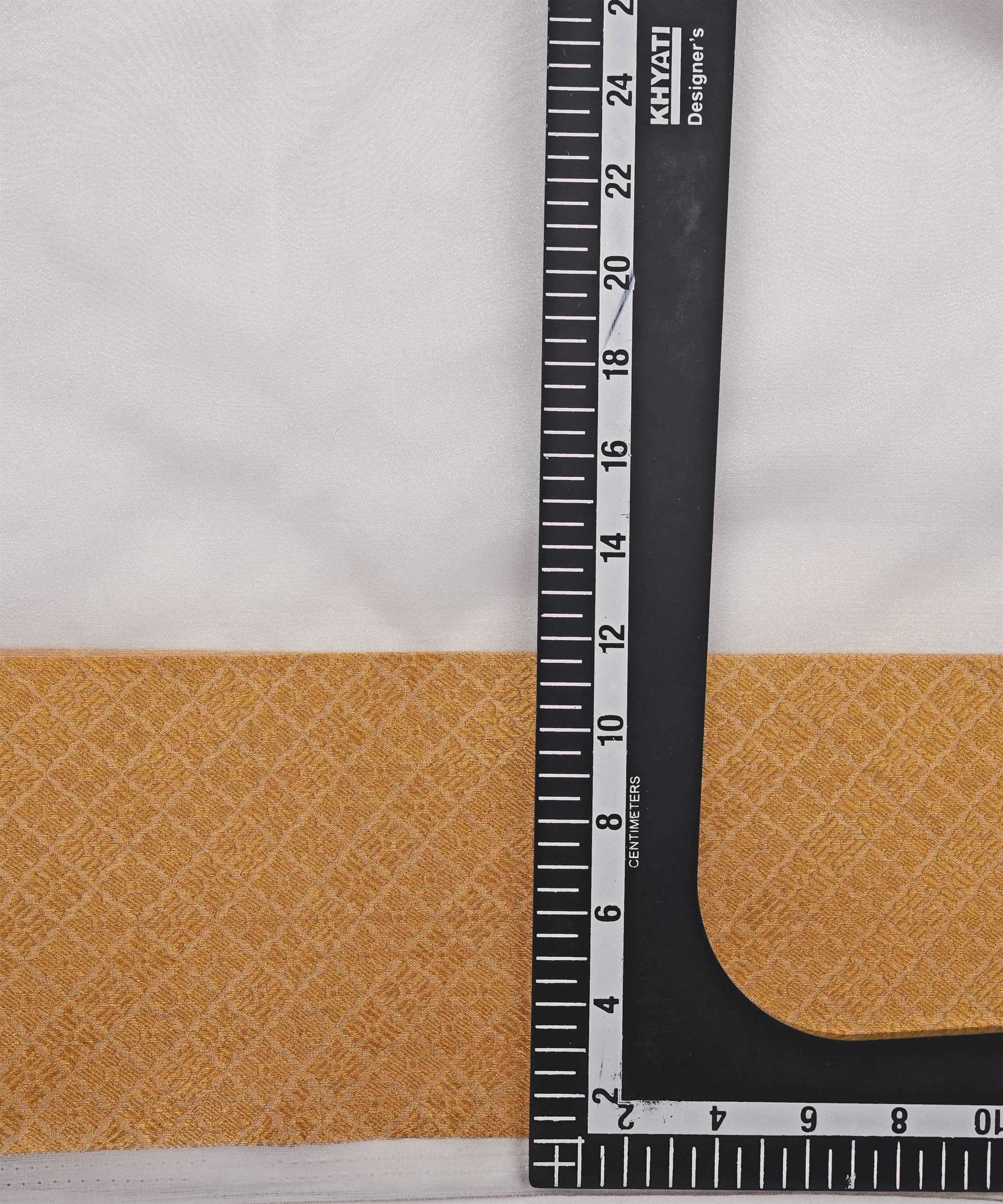 Organza Fabric with Checks Golden Border