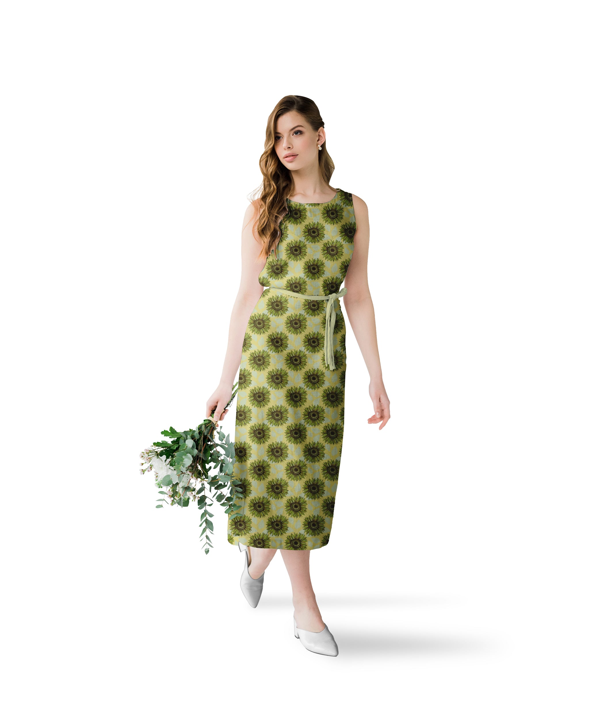 Pista Green-Sun Flower Print