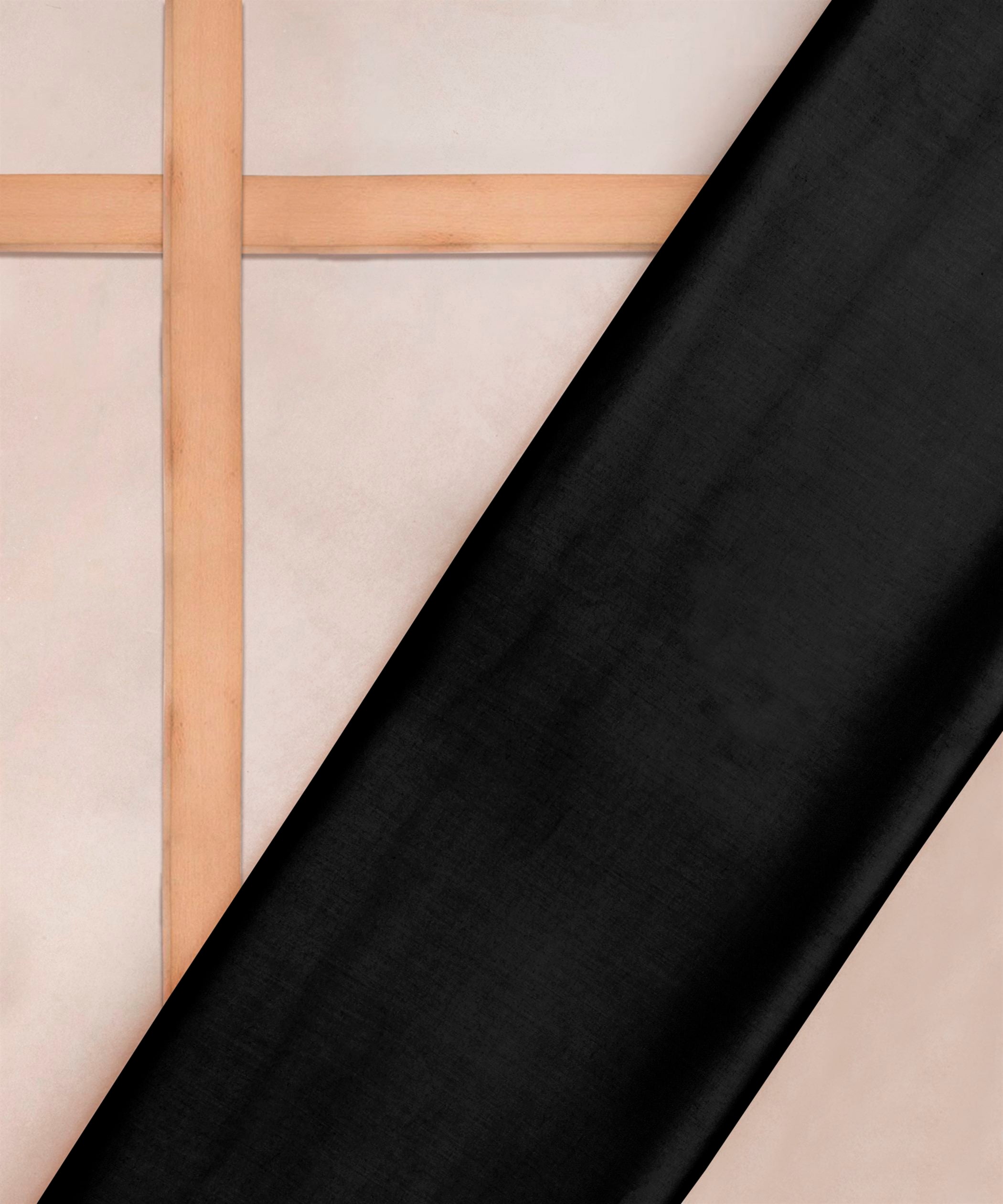 Black Plain Dyed Cotton Satin Fabric