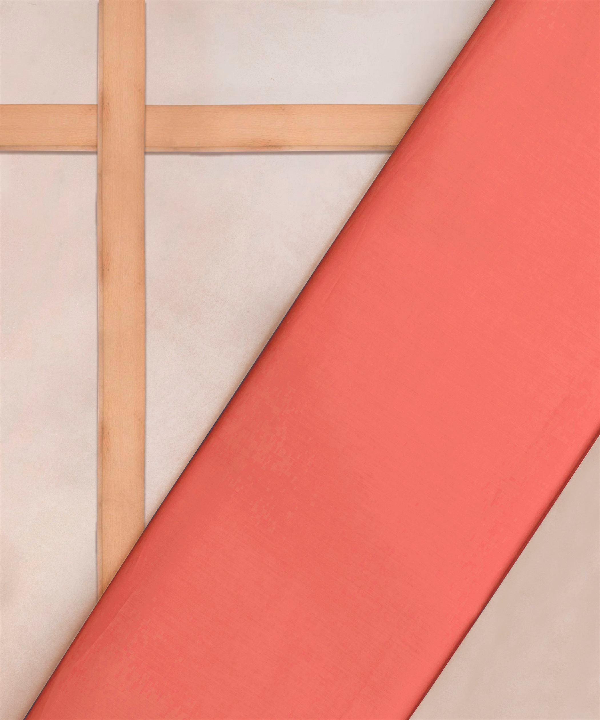 Peach Plain Dyed Cotton Satin Fabric