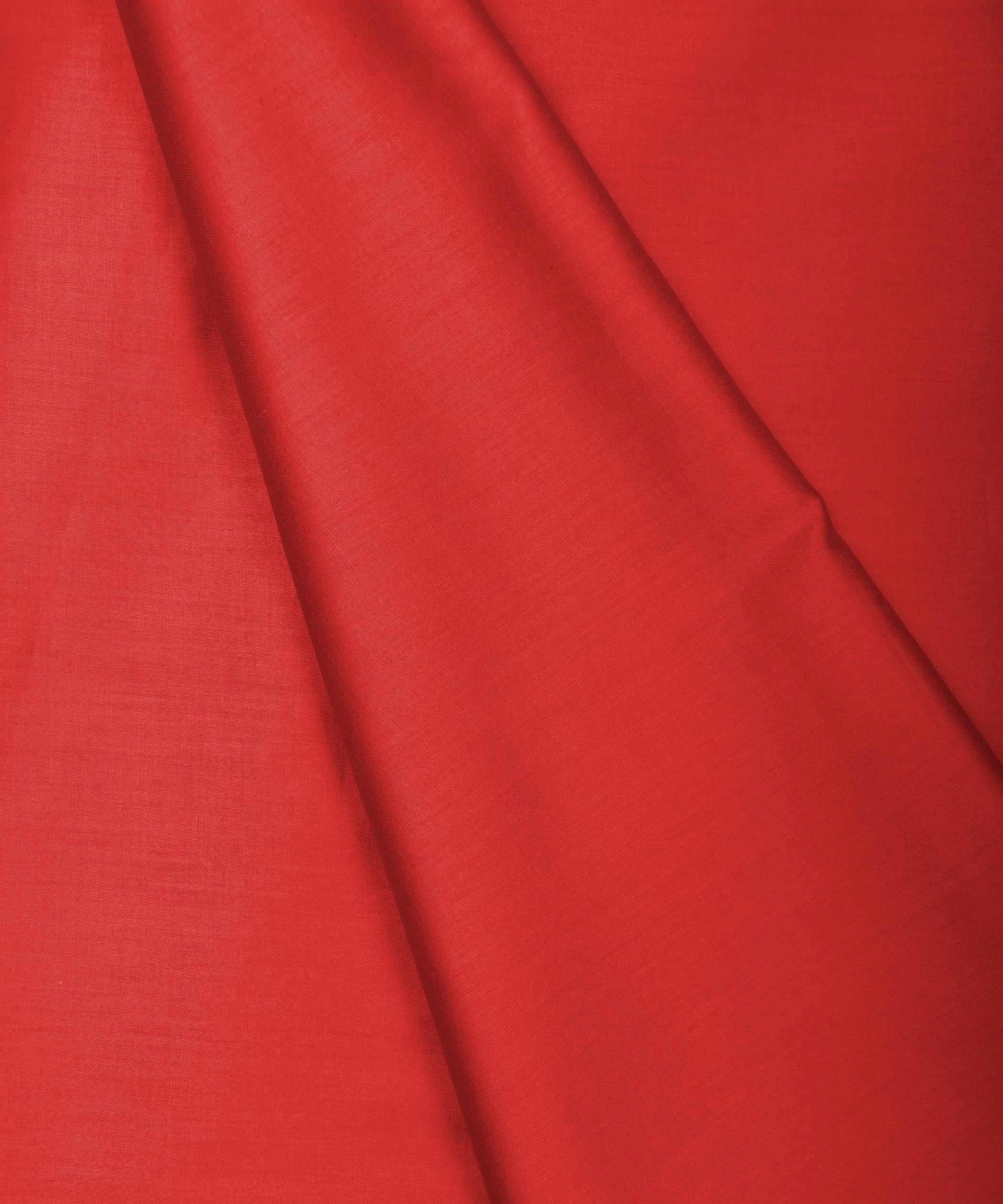 Red Plain Dyed Cotton Satin Fabric