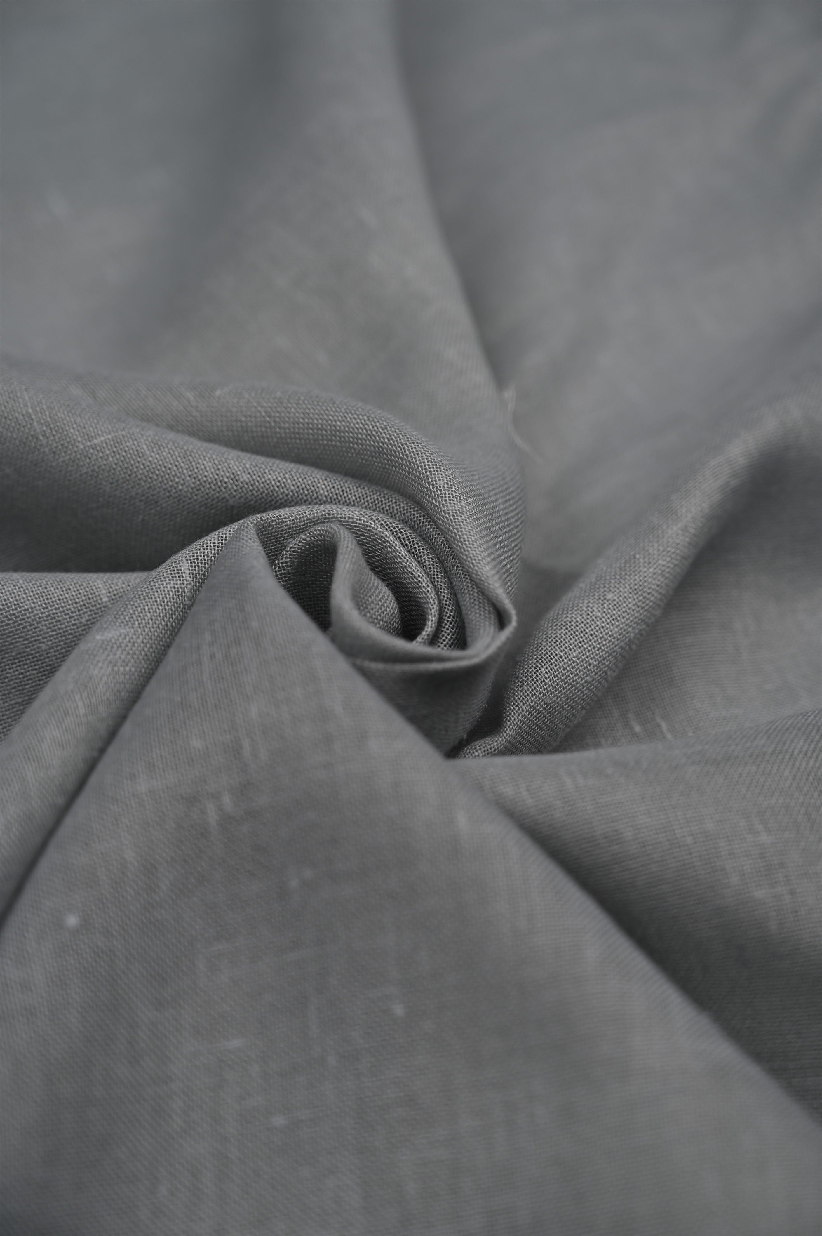 Grey Plain Dyed Poly Linen Fabric