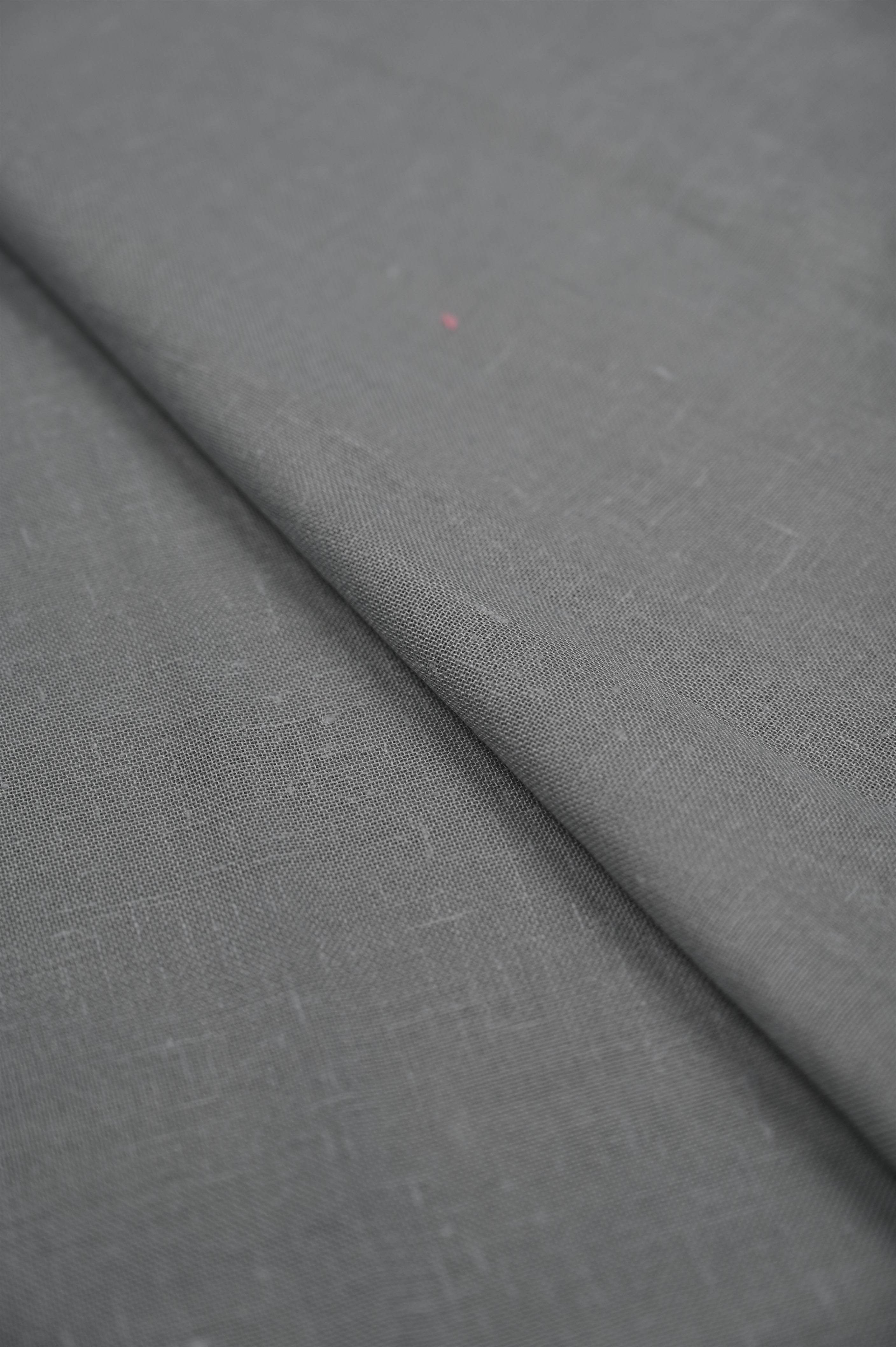 Grey Plain Dyed Poly Linen Fabric