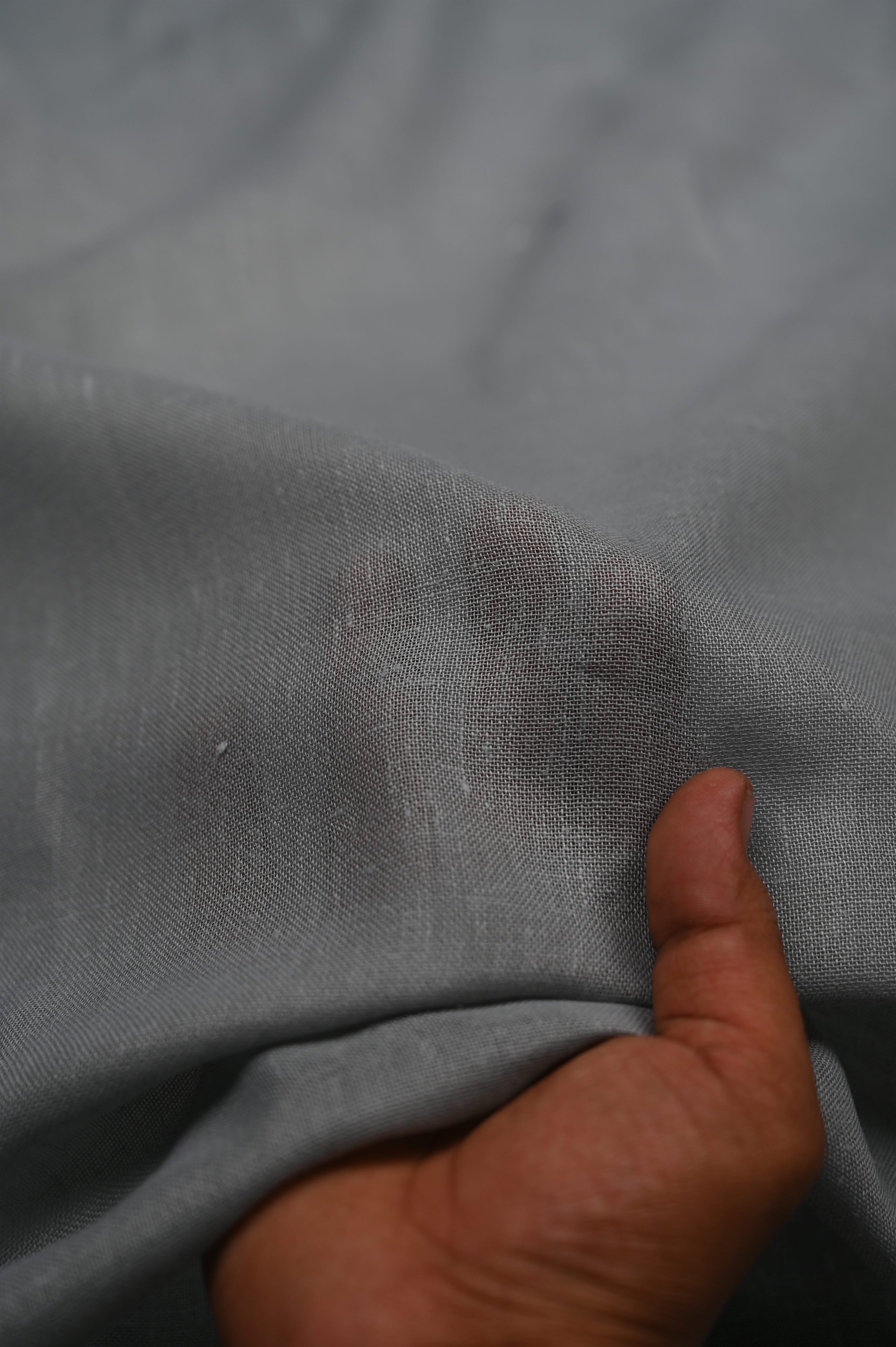 Grey Plain Dyed Poly Linen Fabric