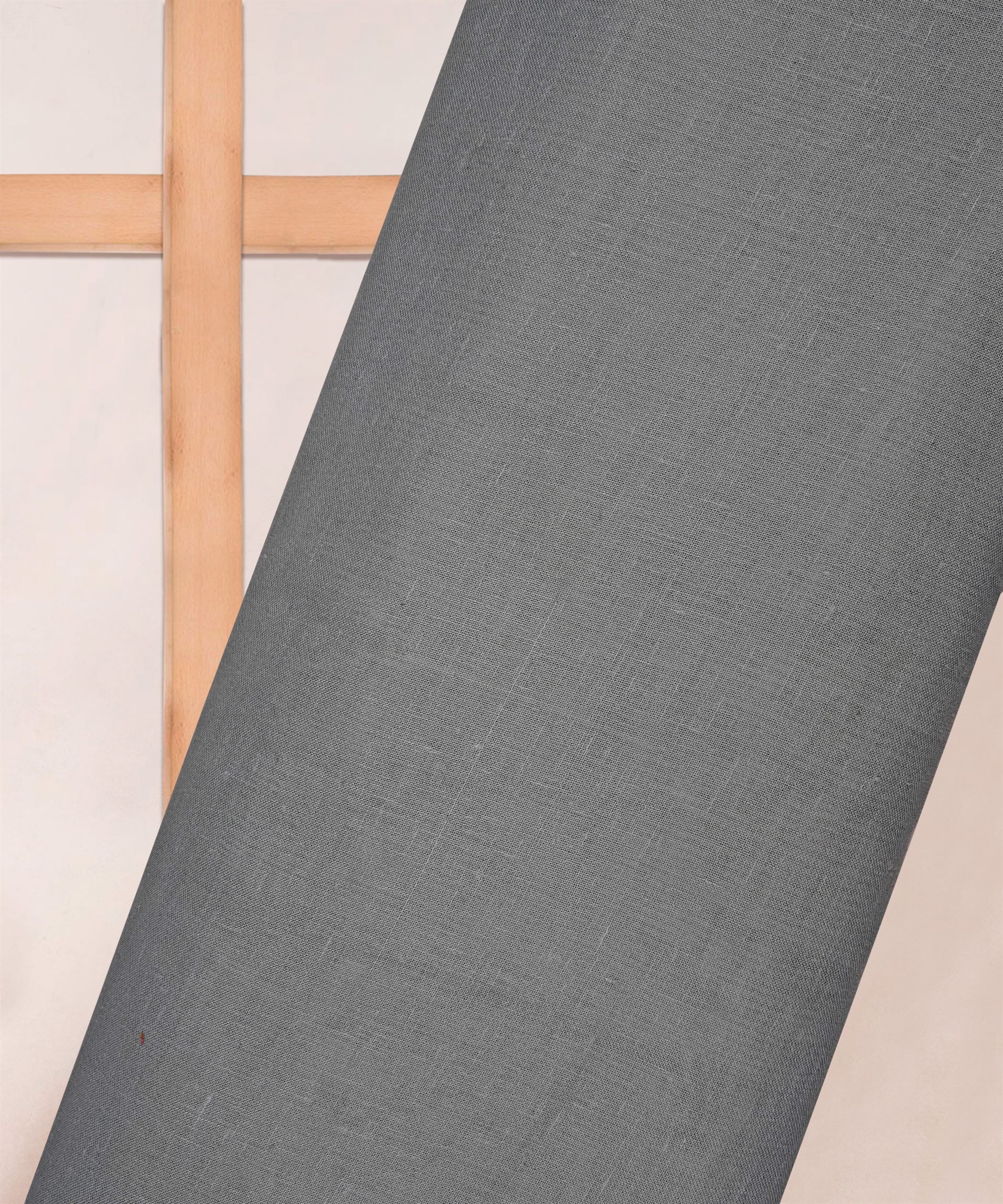 Grey Plain Dyed Poly Linen Fabric