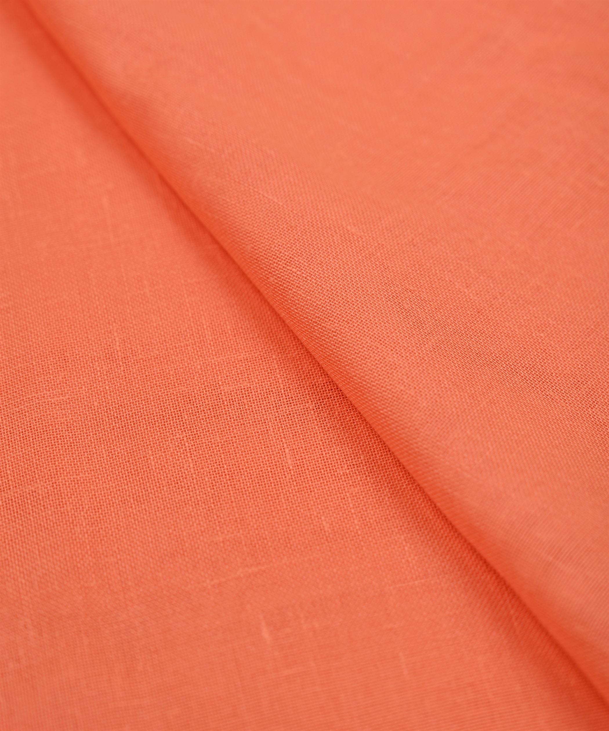 Peach Plain Dyed Poly Linen Fabric