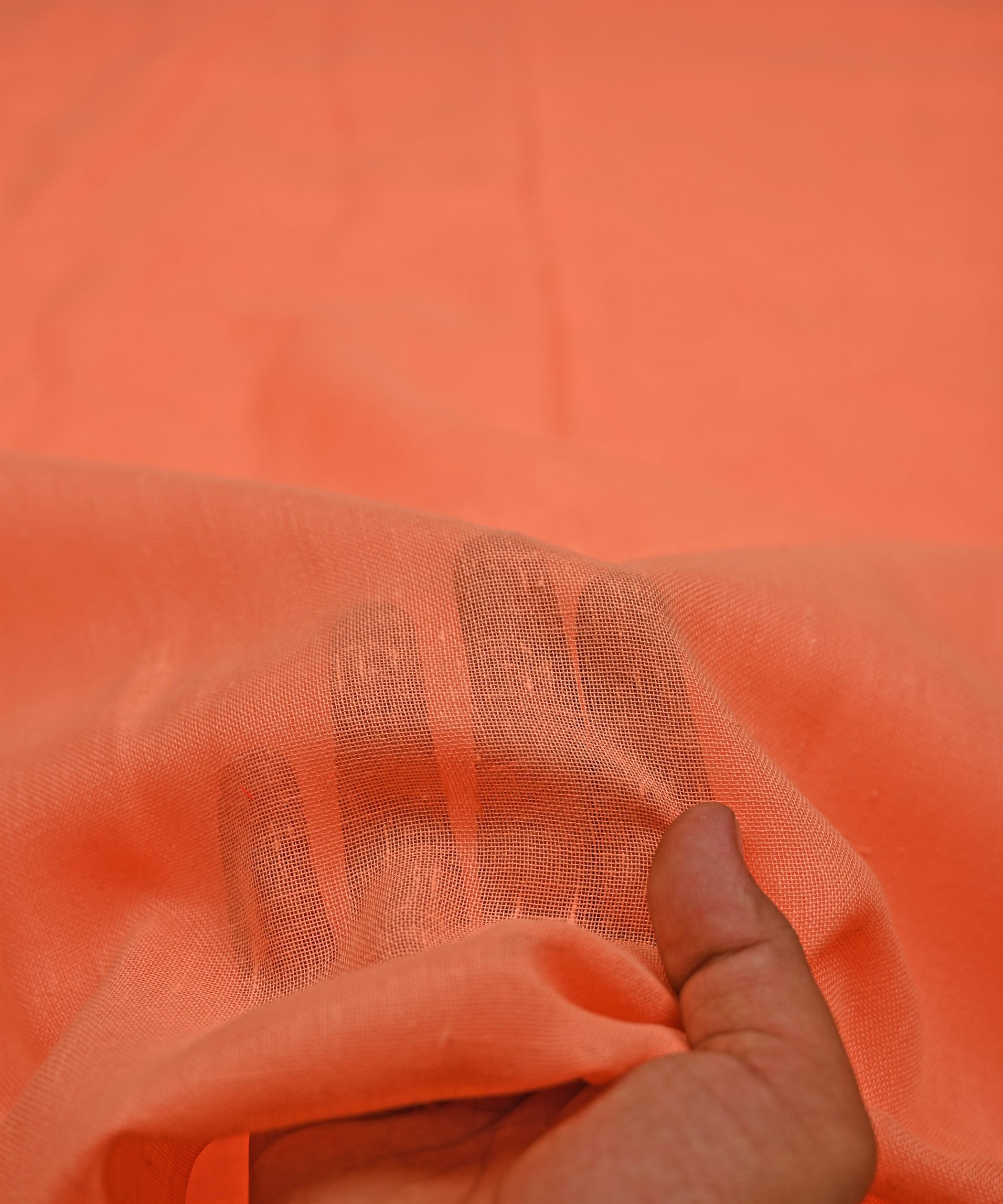 Peach Plain Dyed Poly Linen Fabric