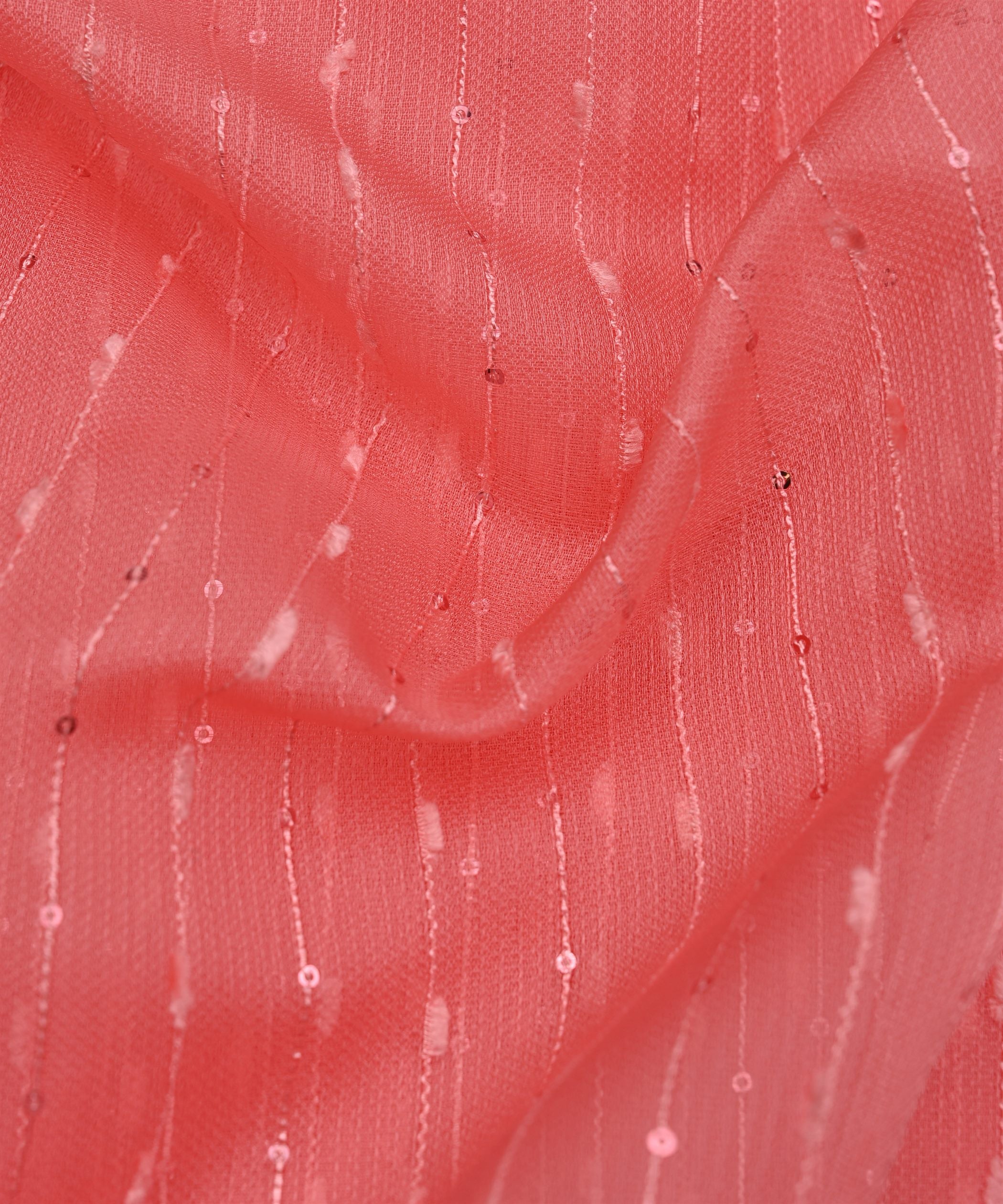 Coral Semi Net Fabric with Thread Sequin Lining