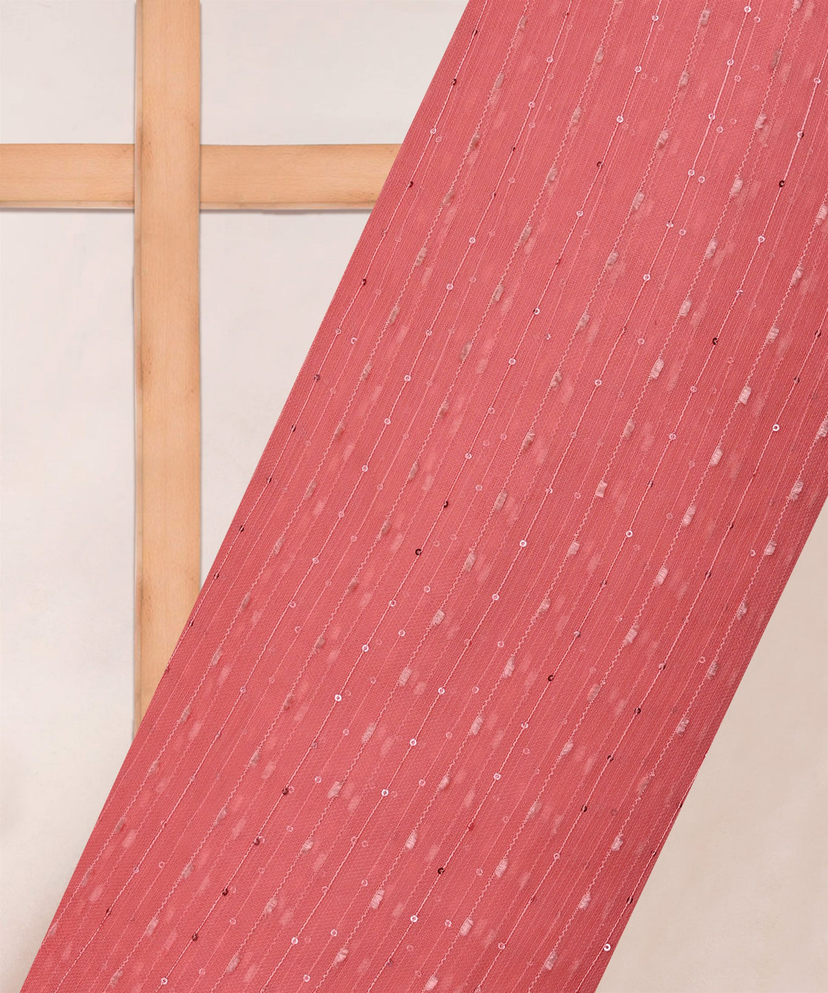 Coral Semi Net Fabric with Thread Sequin Lining