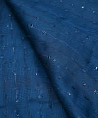 Navy Blue Semi Net Fabric with Thread Sequin Lining