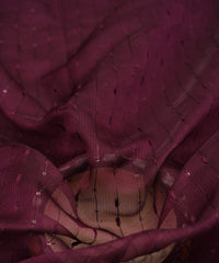 Wine Semi Net Fabric with Thread Sequin Lining