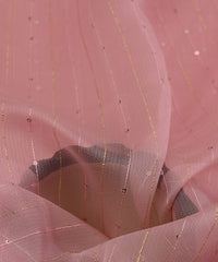 Peach Semi Net Fabric with Zari Sequin lining