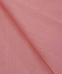 Peach Semi Net Fabric with Zari Sequin lining